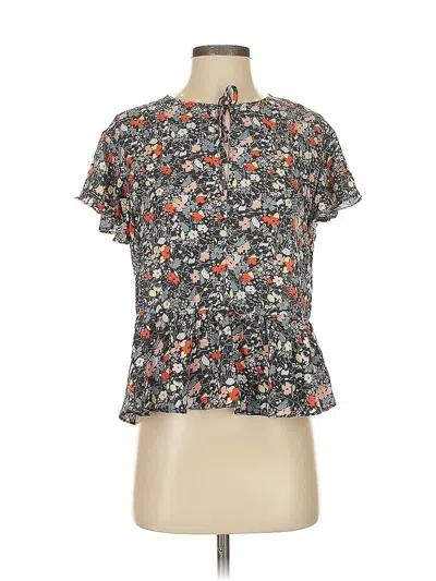 Pre-owned Gap Short Sleeve Blouse In Black
