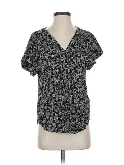Pre-owned Gap Short Sleeve Blouse In Black