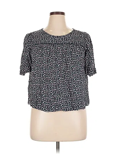 Pre-owned Gap Short Sleeve Blouse In Black