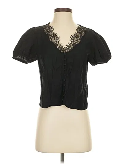 Pre-owned Gap Short Sleeve Blouse In Black