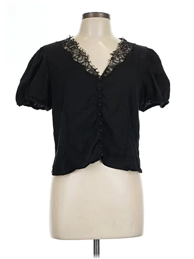 Pre-owned Gap Short Sleeve Blouse In Black