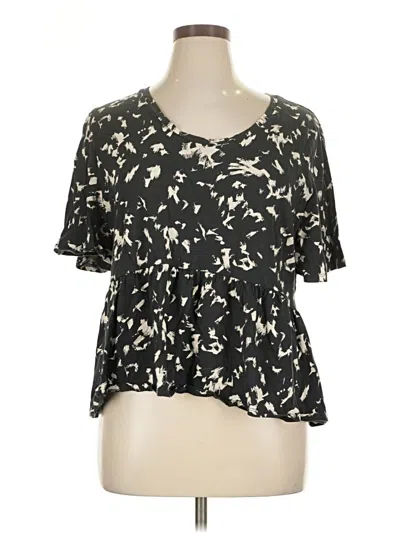 Pre-owned Gap Short Sleeve Blouse In Black