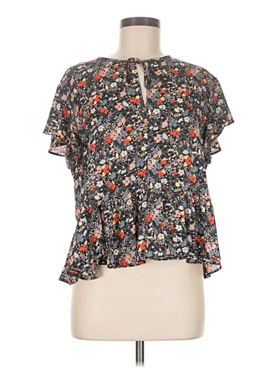 Pre-owned Gap Short Sleeve Blouse In Black
