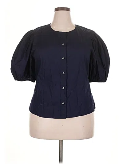 Pre-owned Gap Short Sleeve Blouse In Black