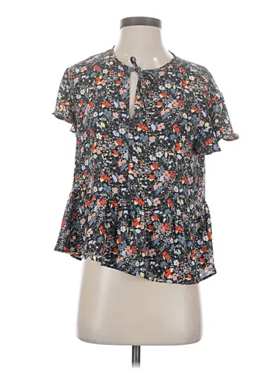 Pre-owned Gap Short Sleeve Blouse In Black