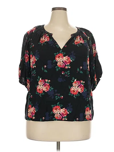 Pre-owned Gap Short Sleeve Blouse In Black