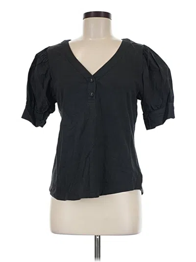 Pre-owned Gap Short Sleeve Blouse In Black