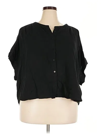 Pre-owned Gap Short Sleeve Blouse In Black