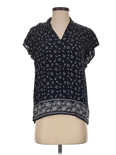 Pre-owned Gap Short Sleeve Blouse In Black