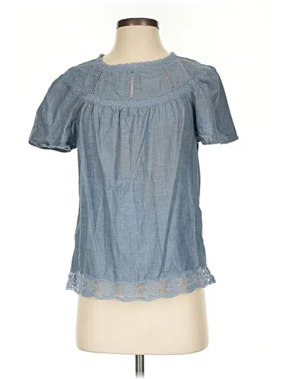 Pre-owned Gap Short Sleeve Blouse In Blue