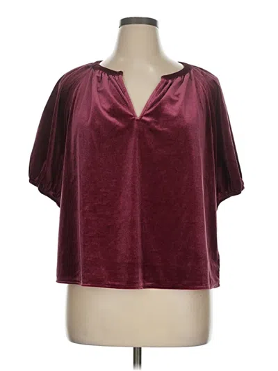 Pre-owned Gap Short Sleeve Blouse In Burgundy
