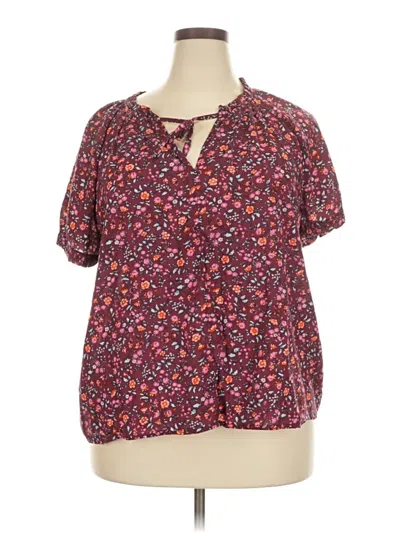 Pre-owned Gap Short Sleeve Blouse In Burgundy