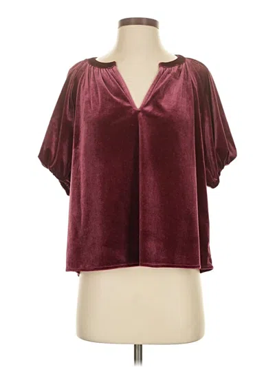 Pre-owned Gap Short Sleeve Blouse In Burgundy