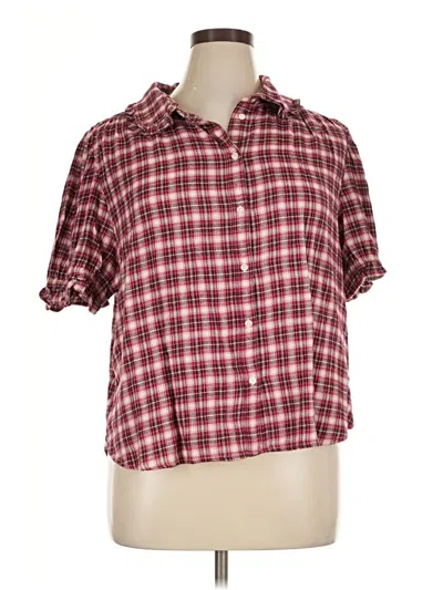 Pre-owned Gap Short Sleeve Blouse In Burgundy