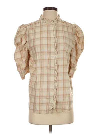 Pre-owned Gap Short Sleeve Blouse In Tan