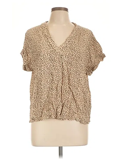 Pre-owned Gap Short Sleeve Blouse In Tan