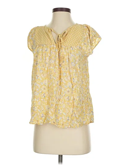 Pre-owned Gap Short Sleeve Blouse In Yellow