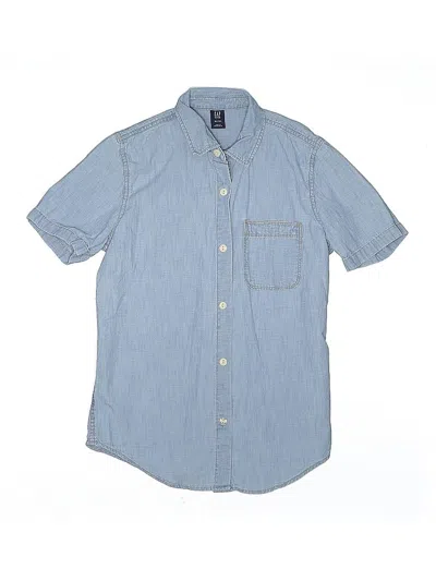 Pre-owned Gap Kids' Short Sleeve Button Down Shirt In Blue