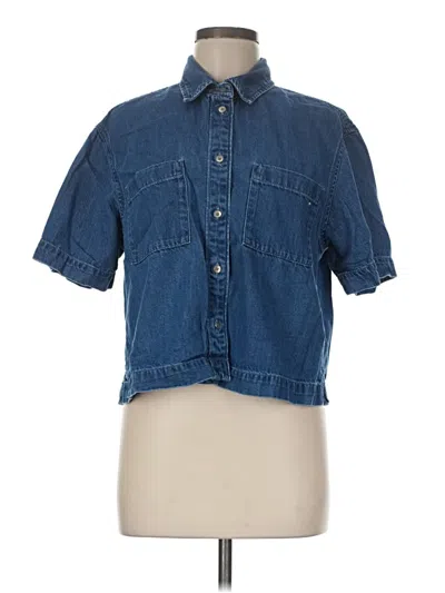 Pre-owned Gap Short Sleeve Button Down Shirt In Blue