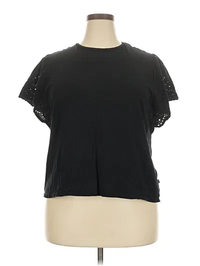 Pre-owned Gap Short Sleeve Top Black Keyhole Neckline Tops