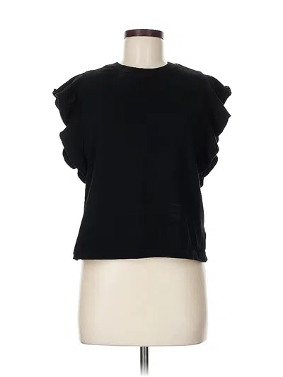 Pre-owned Gap Short Sleeve Top Black Ruffles Neckline Tops