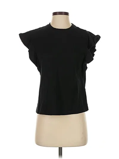 Pre-owned Gap Short Sleeve Top Black Ruffles Neckline Tops