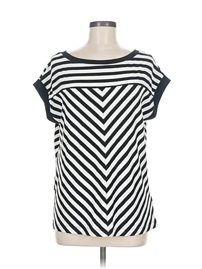 Pre-owned Gap Short Sleeve Top Black Stripes Pattern Boatneck Tops