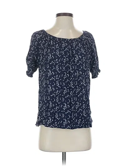 Pre-owned Gap Short Sleeve Top Blue Floral Pattern Scoop Neck Tops