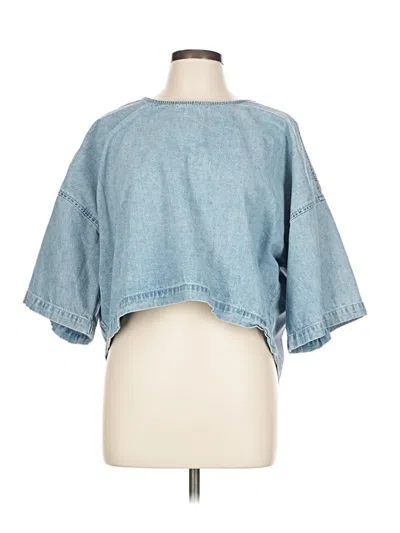 Pre-owned Gap Short Sleeve Top Blue Keyhole Neckline Tops