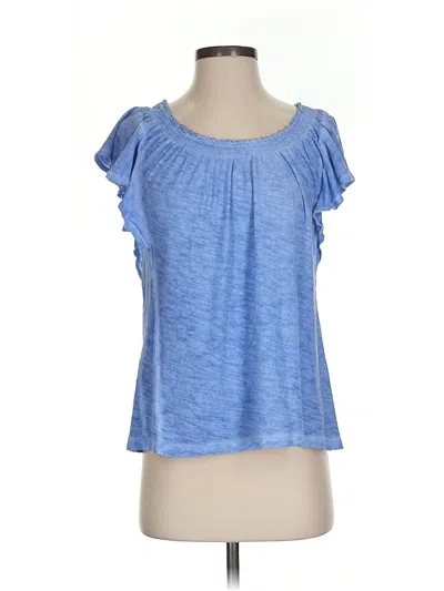Pre-owned Gap Short Sleeve Top Blue Ruffles Neckline Tops