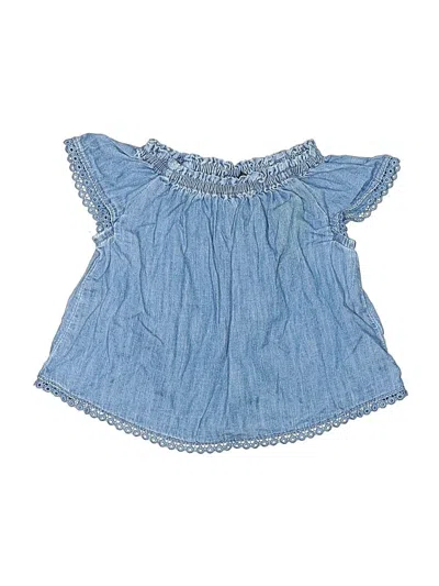 Pre-owned Gap Babies' Short Sleeve Top Blue Ruffles Neckline Tops