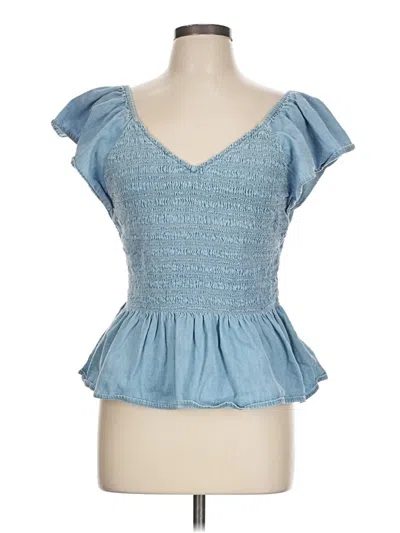 Pre-owned Gap Short Sleeve Top Blue Sweetheart Neckline Tops
