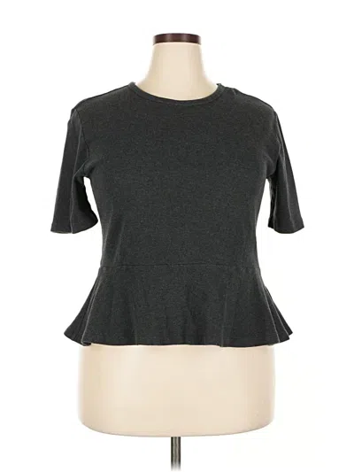 Pre-owned Gap Short Sleeve Top Gray Ruffles Neckline Tops