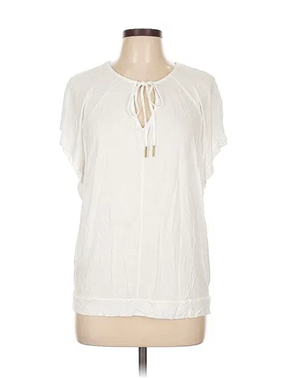 Pre-owned Gap Short Sleeve Top Ivory Keyhole Neckline Tops In White