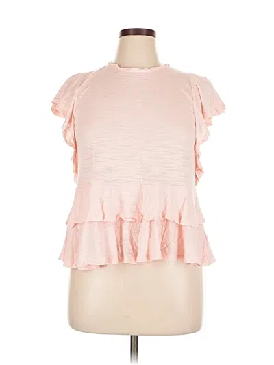 Pre-owned Gap Short Sleeve Top Pink Ruffles Neckline Tops