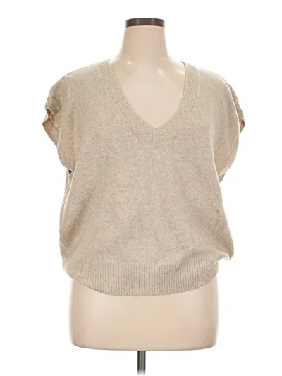 Gap Short Sleeve Top Tan V-neck Tops
