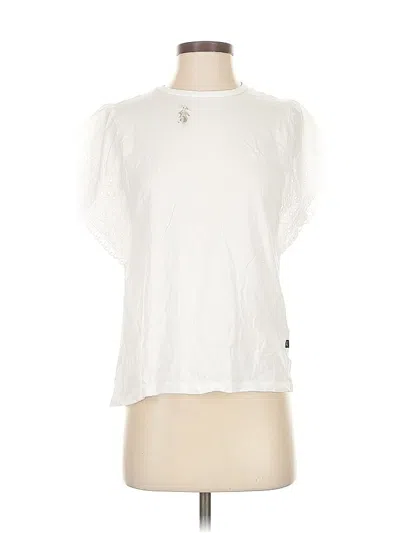 Pre-owned Gap Short Sleeve Top White Keyhole Neckline Tops
