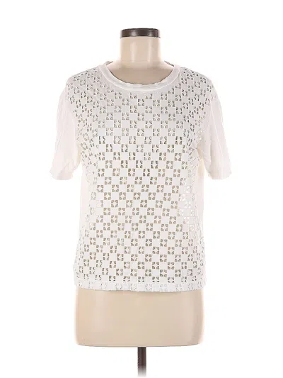 Pre-owned Gap Short Sleeve Top White Keyhole Neckline Tops