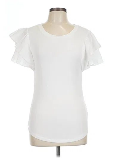 Pre-owned Gap Short Sleeve Top White Ruffles Neckline Tops
