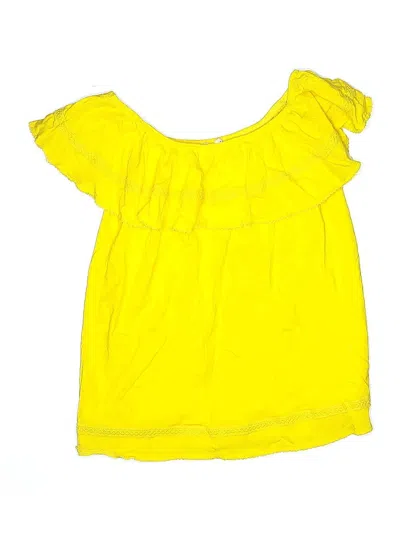 Pre-owned Gap Kids' Short Sleeve Top Yellow Ruffles Neckline Tops