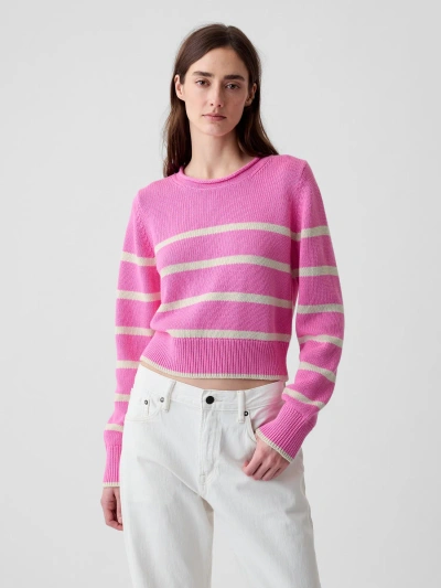Gap Shrunken Roll Neck Sweater In Pink Stripe