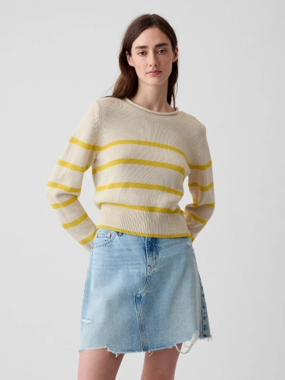Gap Shrunken Roll Neck Sweater In Yellow Stripe