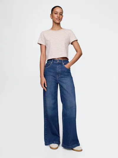 Gap Sky High Rise Stride Wide-leg Jeans In Medium Indigo