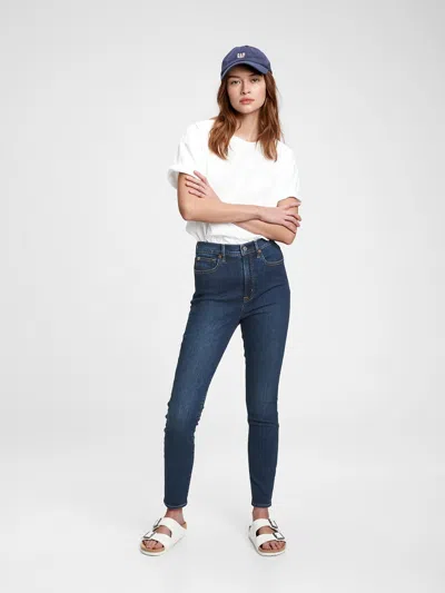Gap Sky High Rise True Skinny Jeans With Secret Smoothing Pockets In Dark Indigo