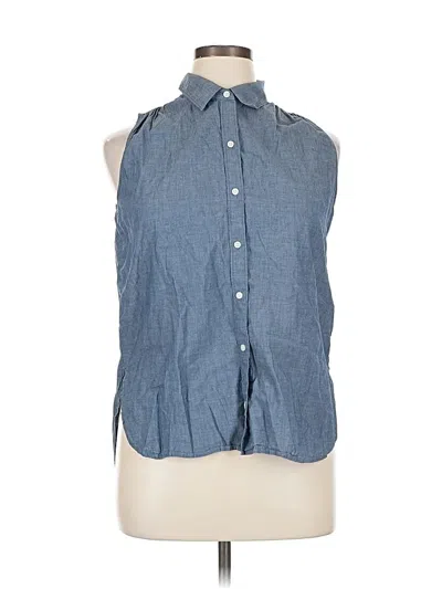 Pre-owned Gap Sleeveless Button Down Shirt In Blue