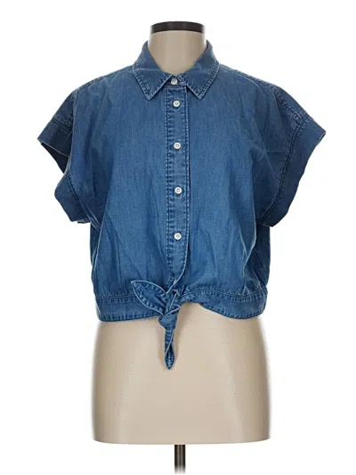 Pre-owned Gap Sleeveless Button Down Shirt In Blue