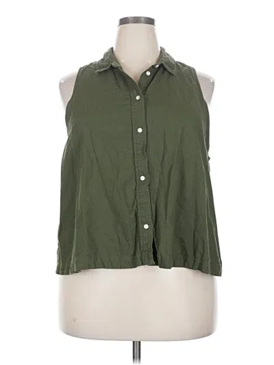 Pre-owned Gap Sleeveless Button Down Shirt In Green
