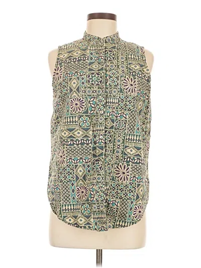 Pre-owned Gap Sleeveless Button Down Shirt In Green