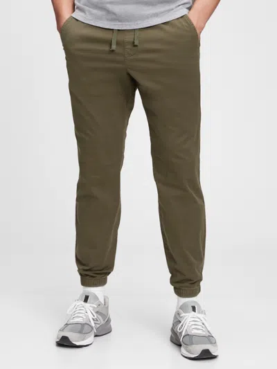 Gap Slim Canvas Joggers With Flex In Green Moss