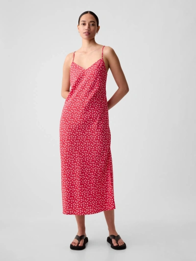 Gap Slip Midi Dress In Red Floral Print